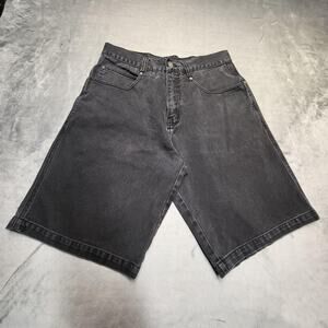 Godbody Denim Technology Shorts Mens 32 Black Long Bermuda 5-Pocket Zip Fly